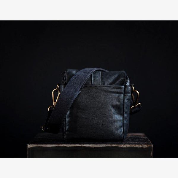 Berlin Black Waxed Canvas Camera Bag - Handmade Bronkey Premium