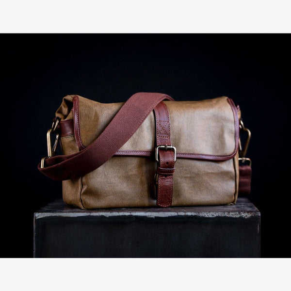 París Olive green Waxed Canvas Camera Bag - Handmade Bronkey