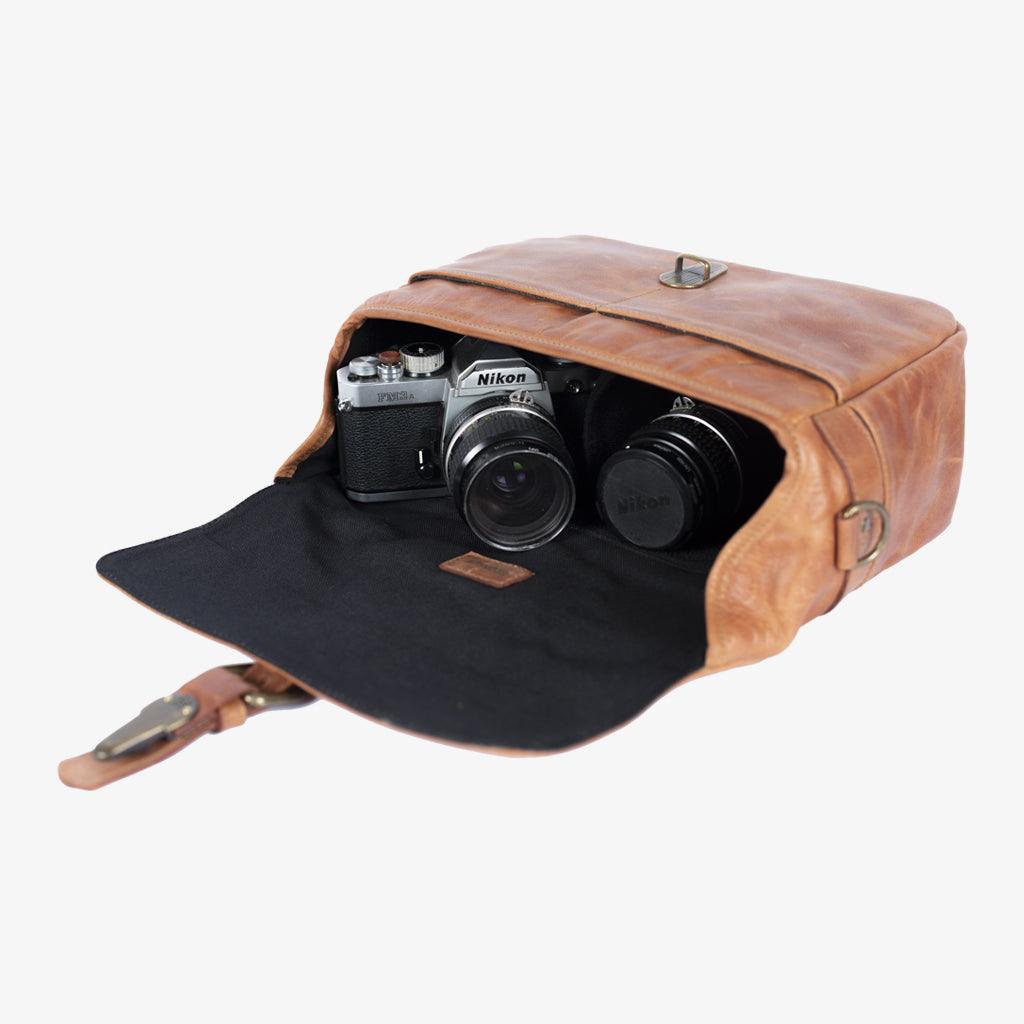 París tanned Leather Camera Bag - Handmade Bronkey Premium Goods ®
