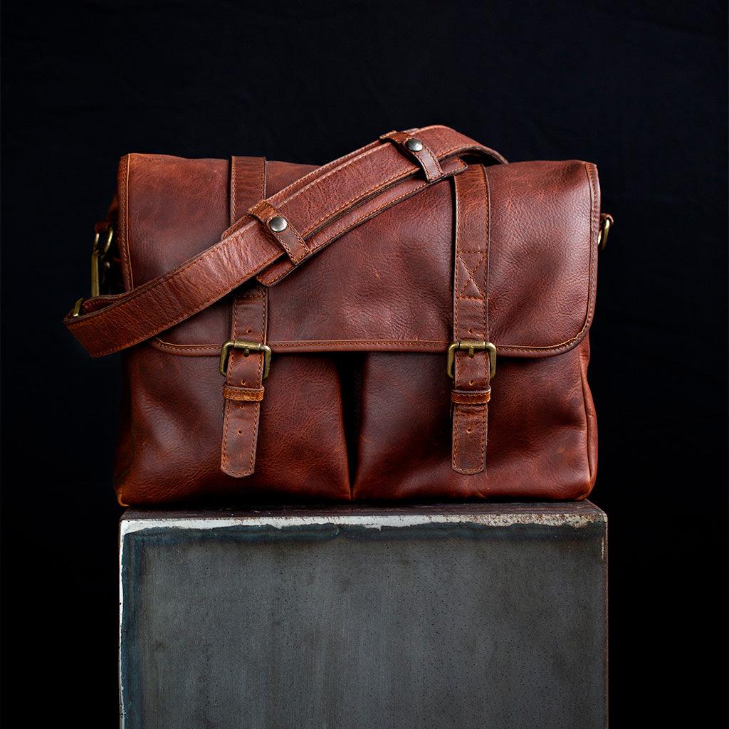 Roma Cognac Leather Camera Bag - Handmade Bronkey Premium Goods ®