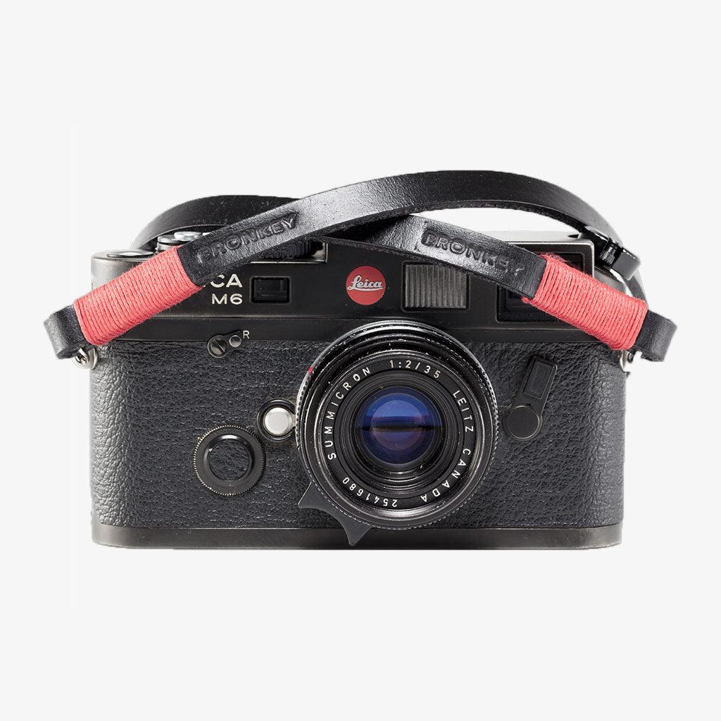 Tokyo #101 - Black & Red leather camera strap - Handmade Bronkey Premium Goods ®