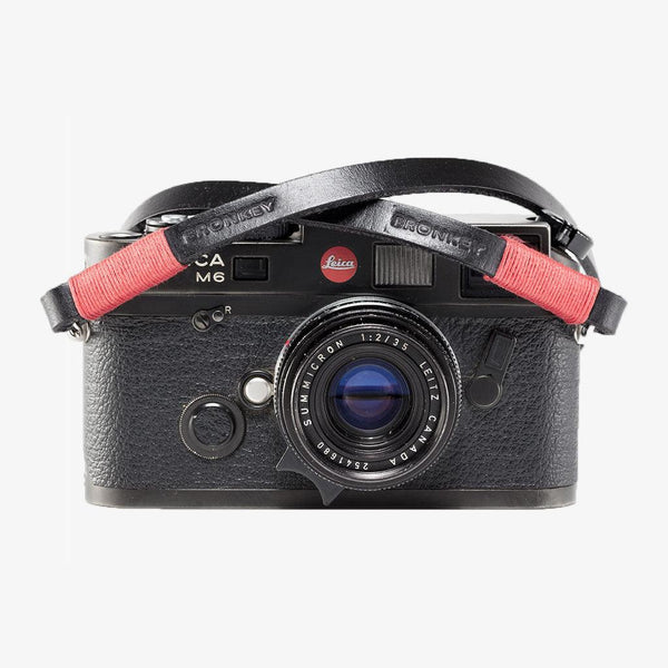 Tokyo #101 - Black & Red leather camera strap - Handmade Bronkey