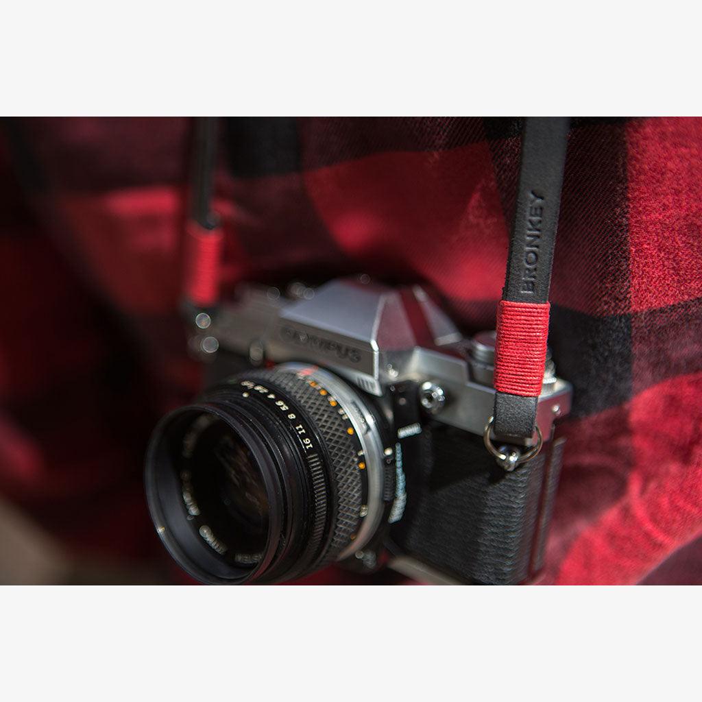 Tokyo #101 - Black & Red leather camera strap - Handmade Bronkey Premium Goods ®