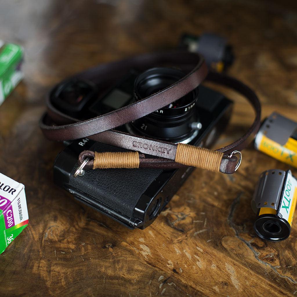 Tokyo #105 - Brown & tanned leather camera strap - Handmade Bronkey Premium Goods ®