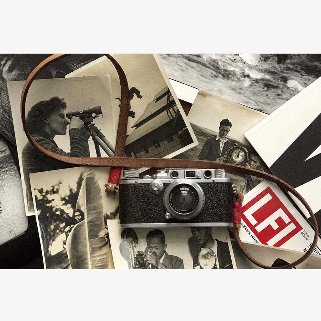 Tokyo #103 - Tanned & Red leather camera strap - Handmade Bronkey Premium Goods ®