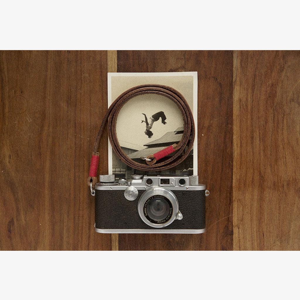 Tokyo #103 - Tanned & Red leather camera strap - Handmade Bronkey Premium Goods ®