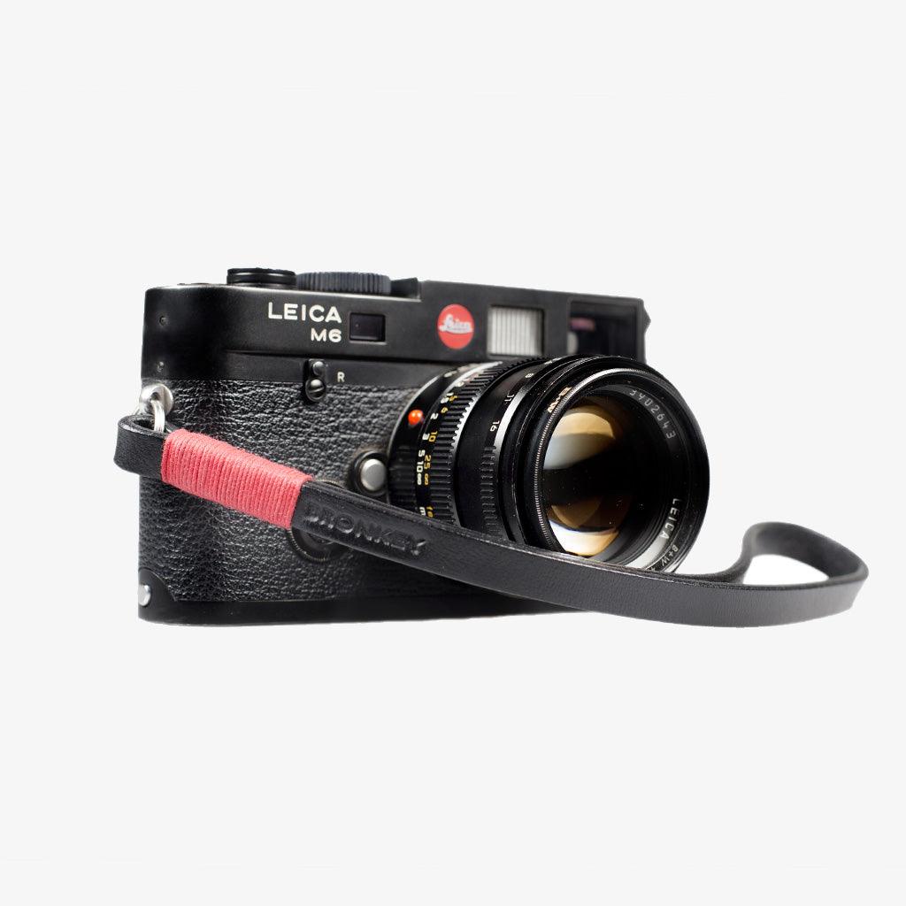 Tokyo #201 - Black & Red leather camera strap - Handmade Bronkey Premium Goods ®