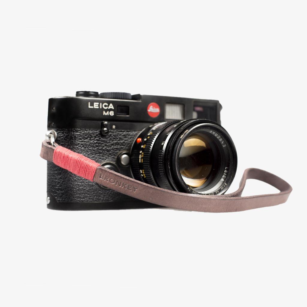 Tokyo #202 - Brown & Red leather camera strap - Handmade Bronkey Premium Goods ®