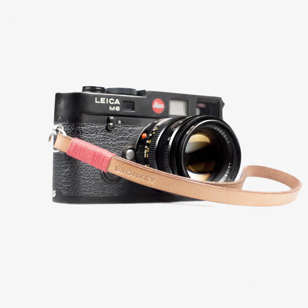 Tokyo #203 - Tanned & Red leather camera strap - Handmade Bronkey Premium Goods ®