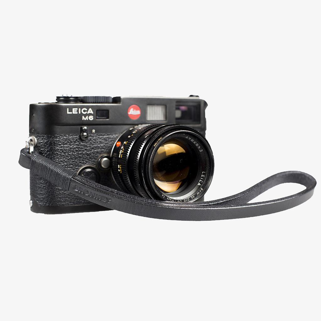 Tokyo #204 - Black & Black leather camera strap - Handmade Bronkey Premium Goods ®