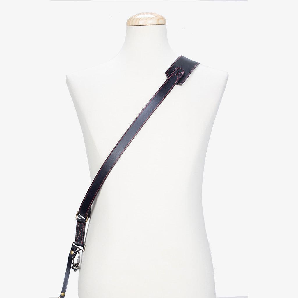 Tokyo #601 - Black & Red sling leather camera strap - Handmade Bronkey Premium Goods ®
