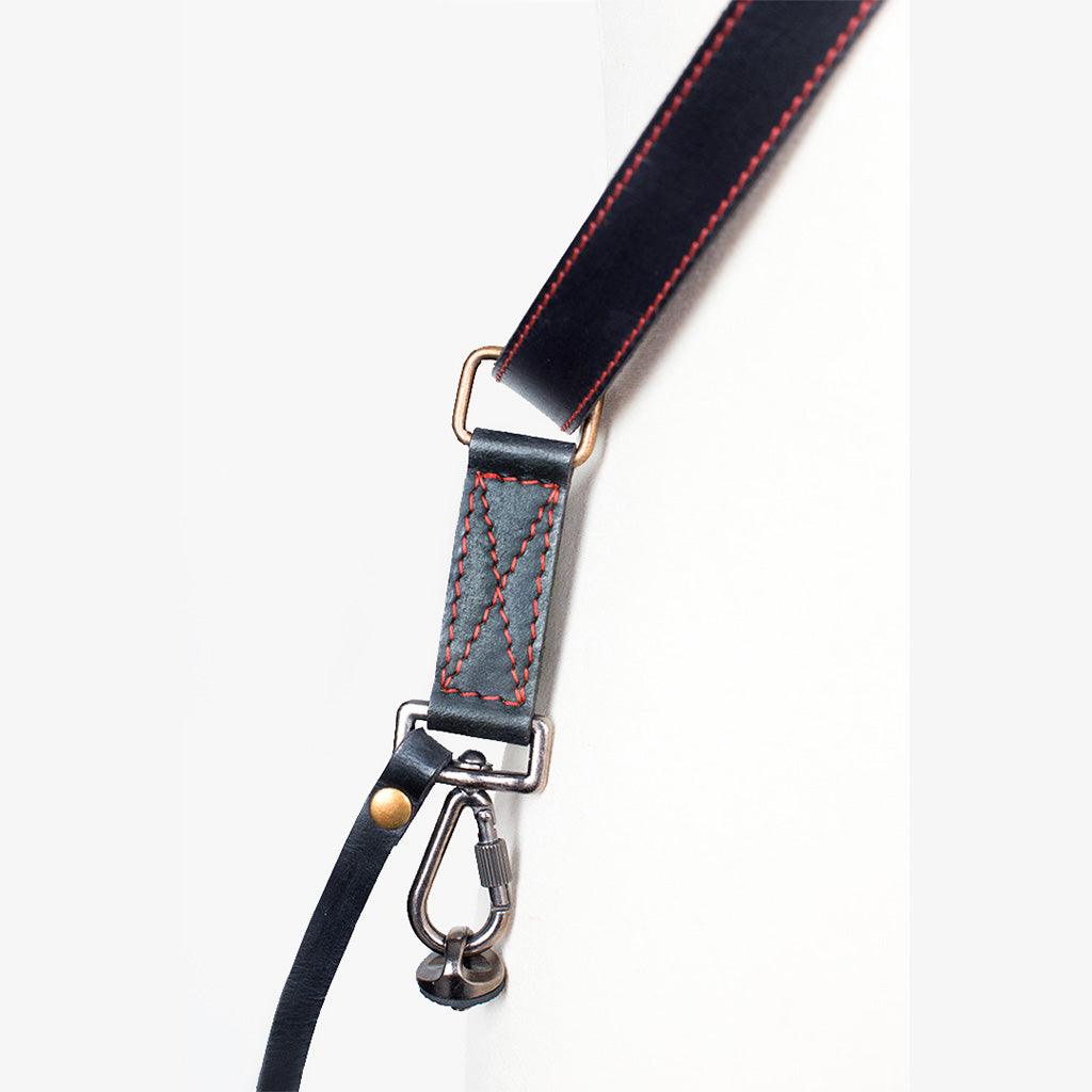 Tokyo #601 - Black & Red sling leather camera strap - Handmade Bronkey Premium Goods ®