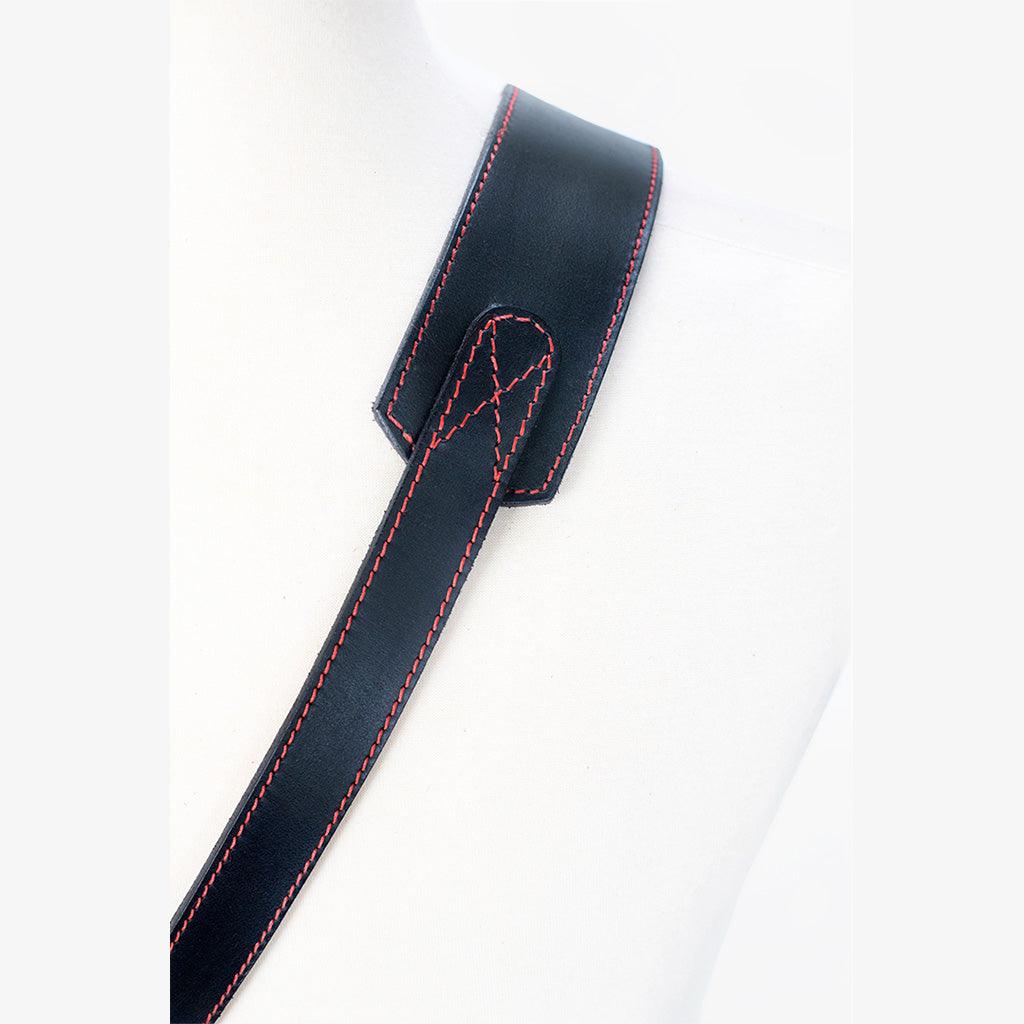 Tokyo #601 - Black & Red sling leather camera strap - Handmade Bronkey Premium Goods ®