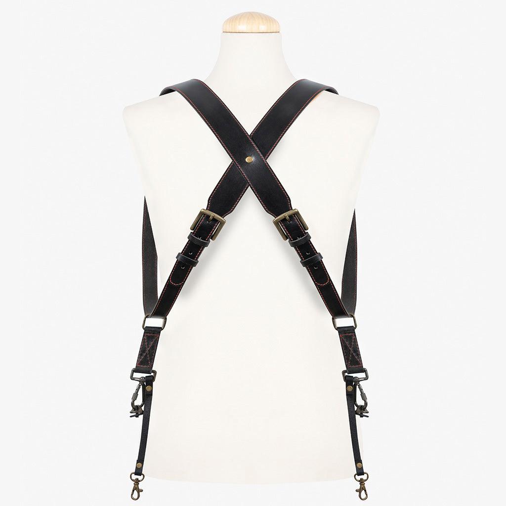 Tokyo #701 - Black & Red dual leather camera strap - Handmade Bronkey Premium Goods ®