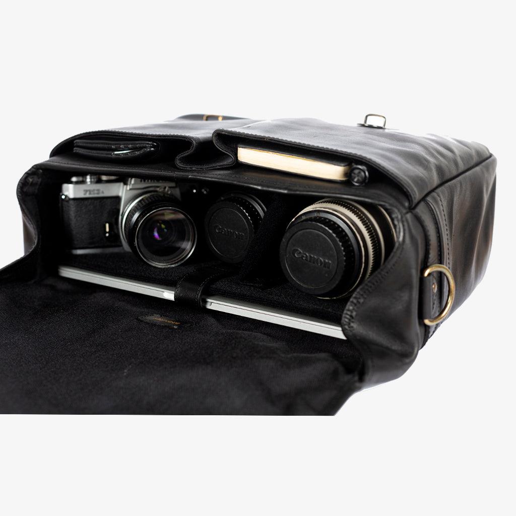 Roma Black Leather Camera Bag - Handmade Bronkey Premium Goods ®