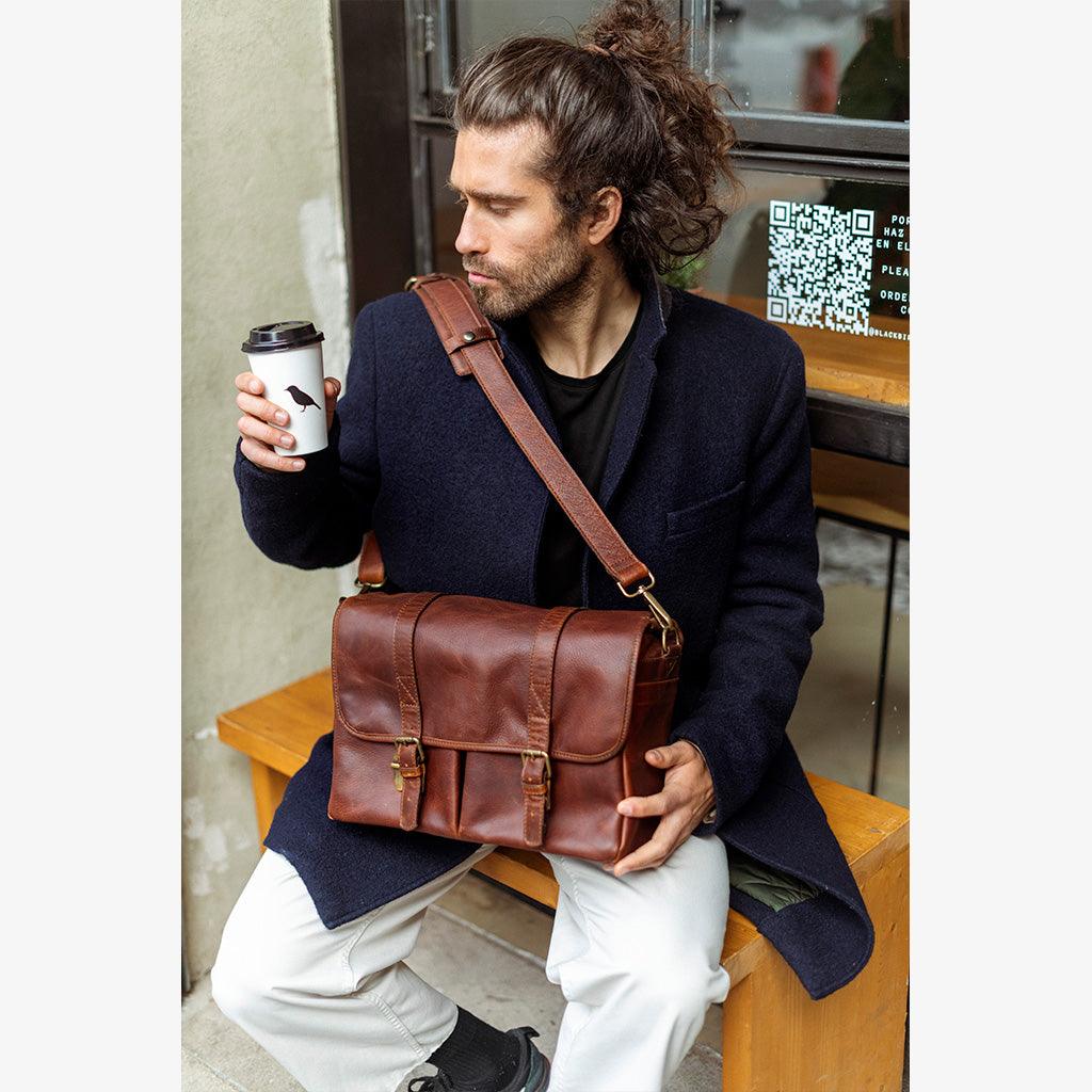 Roma Cognac Leather Camera Bag - Handmade Bronkey Premium Goods ®