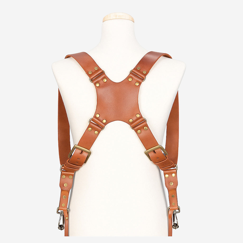 Berlin #503 - Gebräunter doppellagiger Leder-Kameragurt