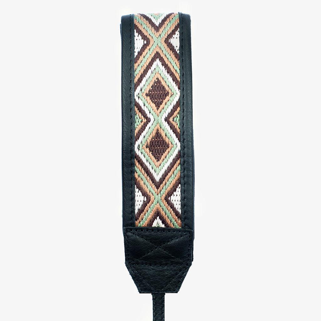 Jaipur #110 - Fabric &amp; Leather camera strap - Handmade Bronkey Premium Goods ®