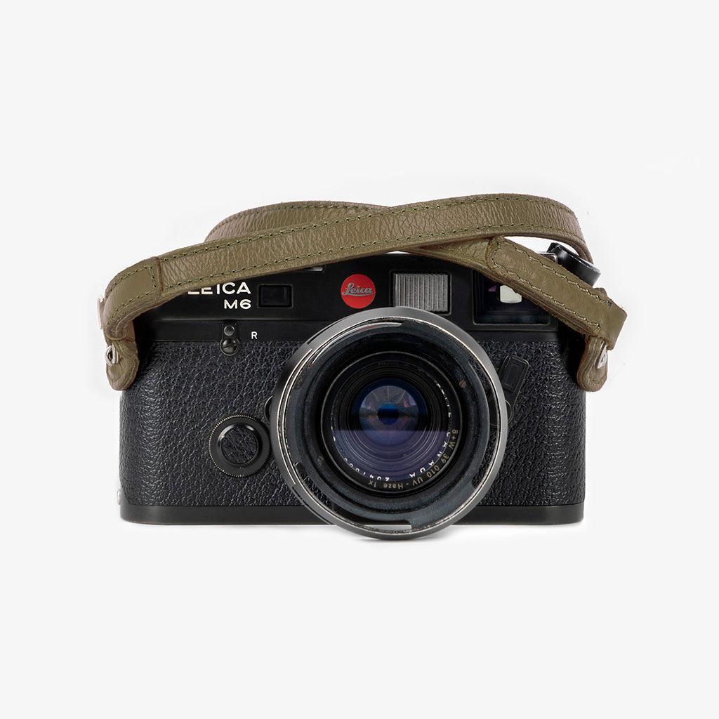 Roma #103 - Olive Green Leather camera strap - Handmade Bronkey Premium Goods ®