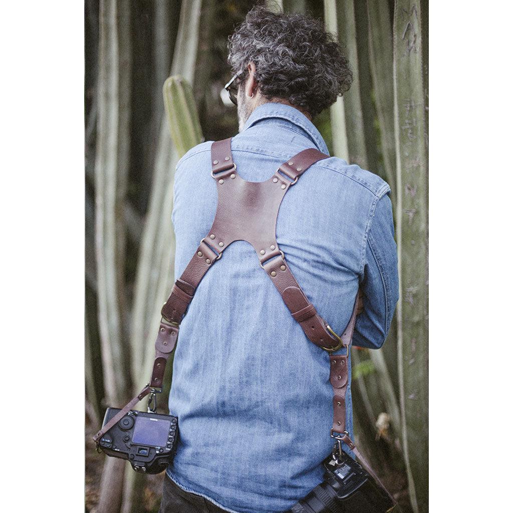 Berlin #502 - Brown dual leather camera strap - Handmade Bronkey Premium Goods ®