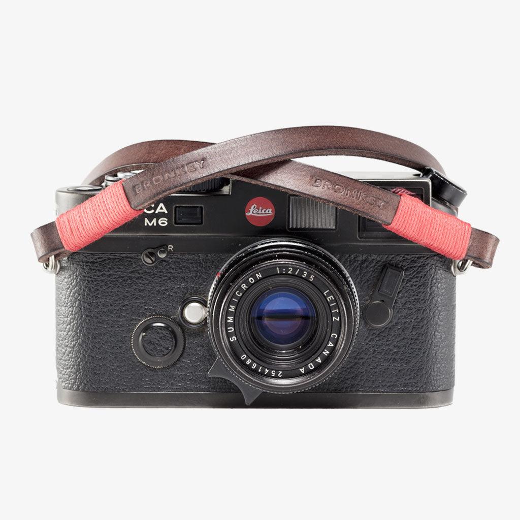Tokyo #102 - Brown &amp; Red leather camera strap - Handmade Bronkey Premium Goods ®