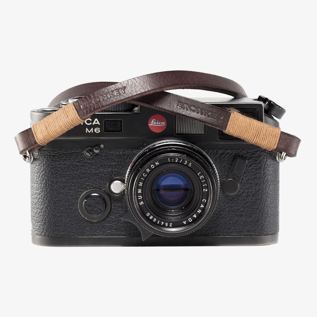 Tokyo #105 - Brown &amp; tanned leather camera strap - Handmade Bronkey Premium Goods ®