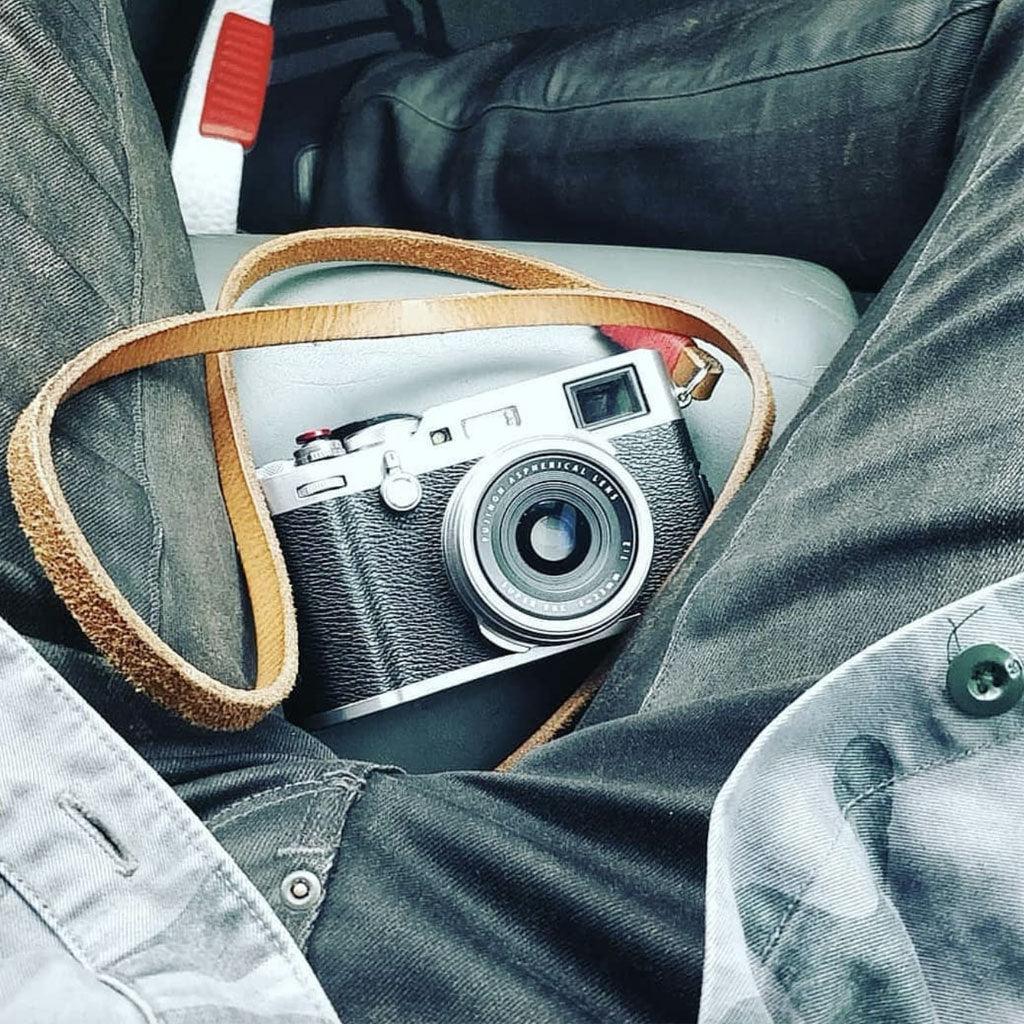 Tokyo #103 - Tanned &amp; Red leather camera strap