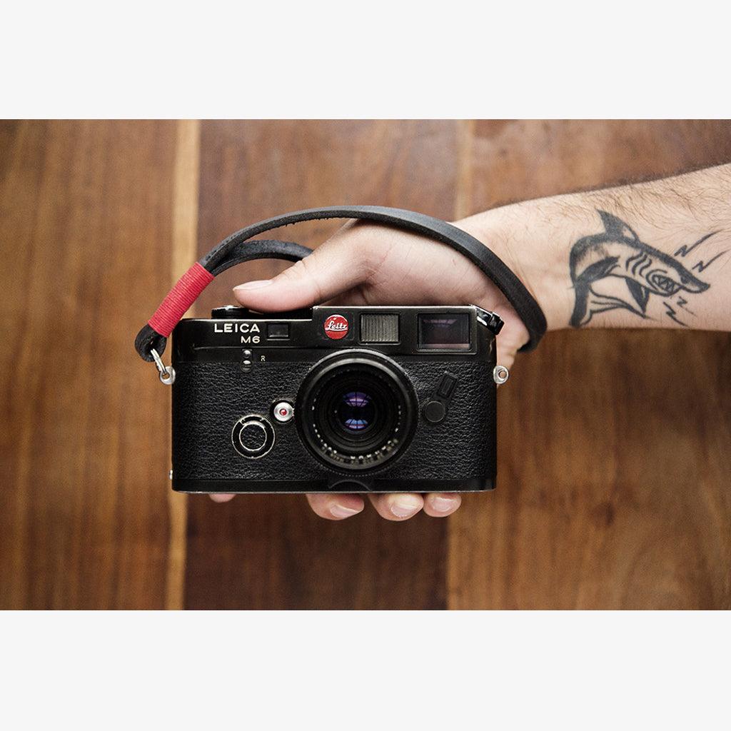 Tokyo #201 - Black &amp; Red leather camera strap - Handmade Bronkey Premium Goods ®