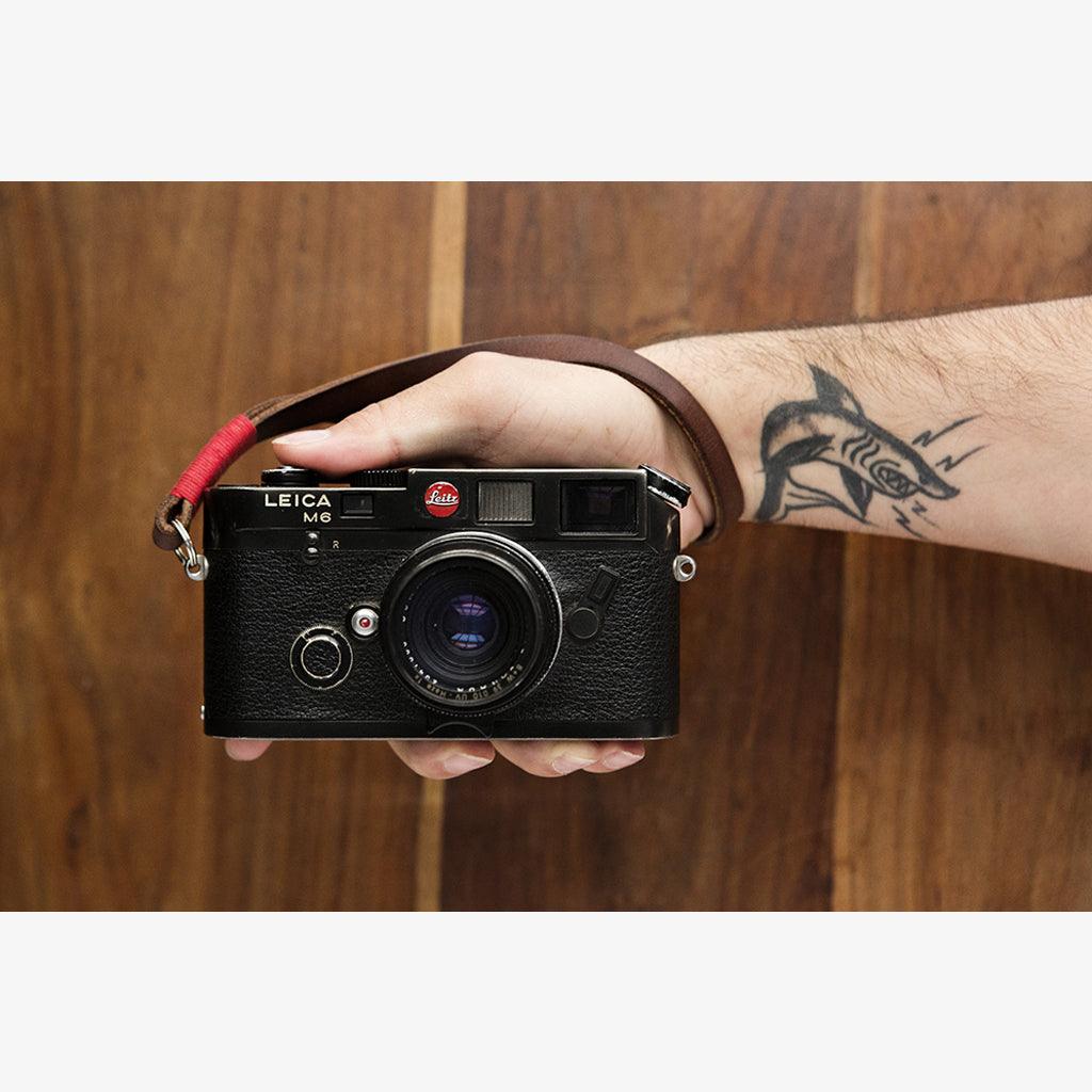Tokyo #202 - Brown &amp; Red leather camera strap - Handmade Bronkey Premium Goods ®