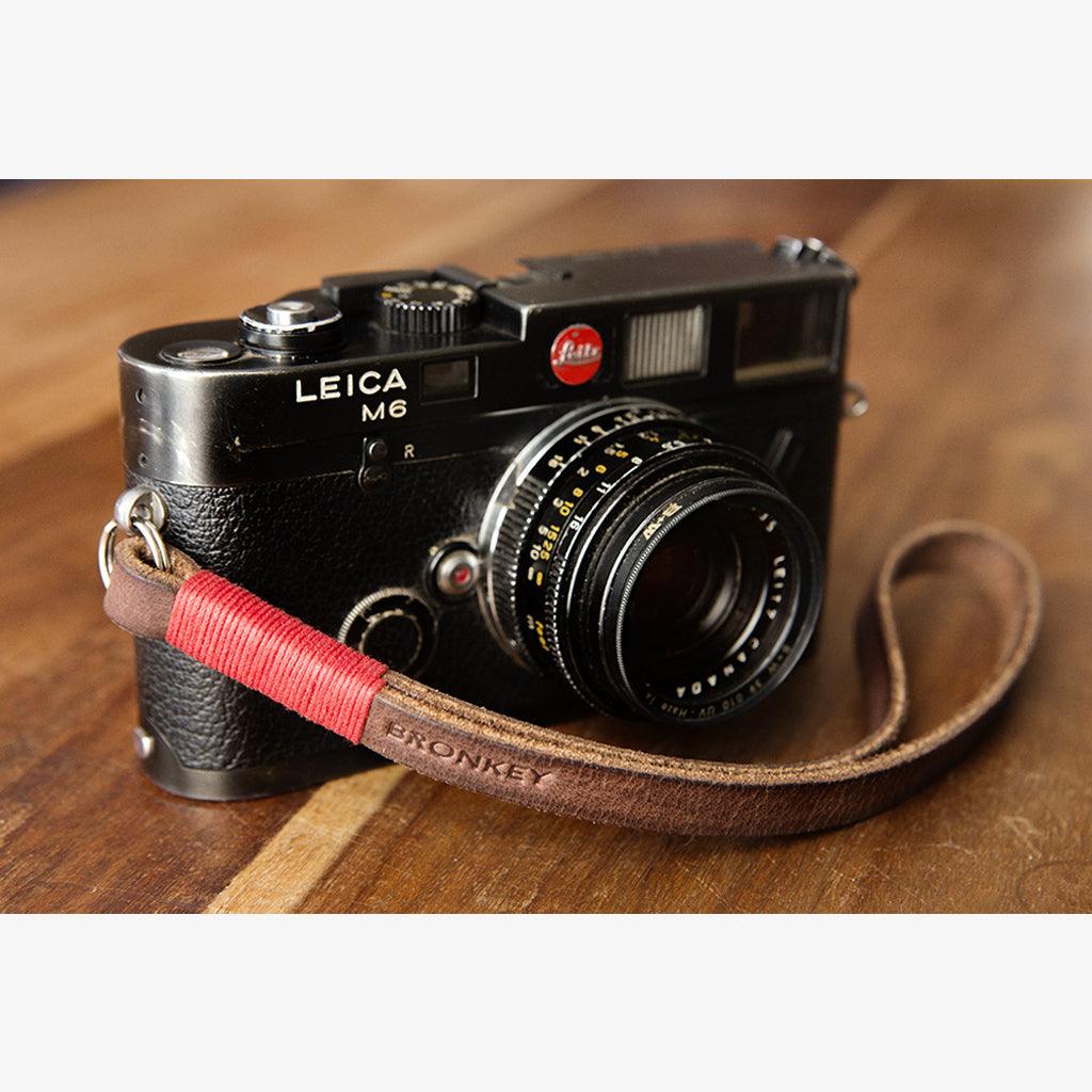 Tokyo #202 - Brown &amp; Red leather camera strap - Handmade Bronkey Premium Goods ®