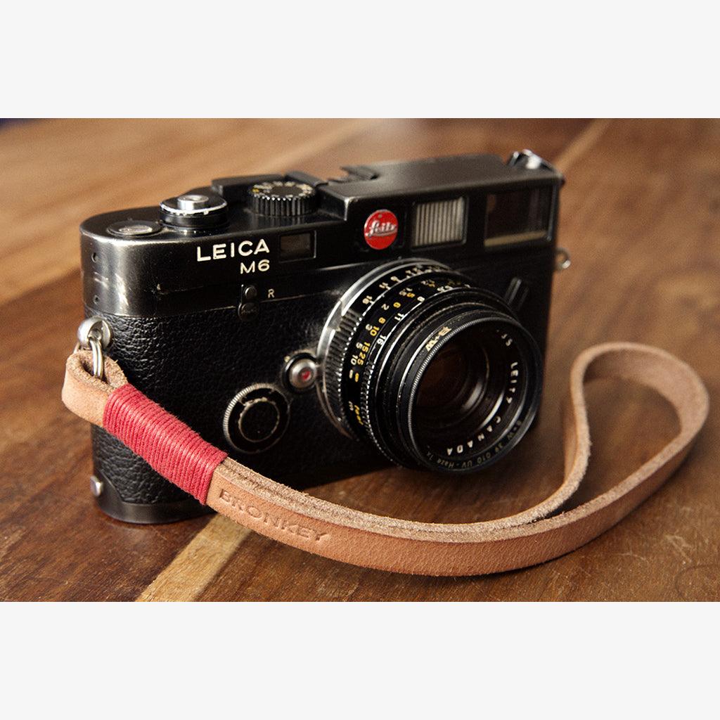 Tokyo #203 - Tanned &amp; Red leather camera strap - Handmade Bronkey Premium Goods ®