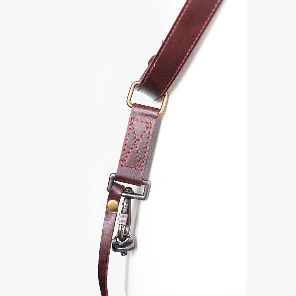 Tokyo #602 - Brown &amp; Red sling leather camera strap - Handmade Bronkey Premium Goods ®